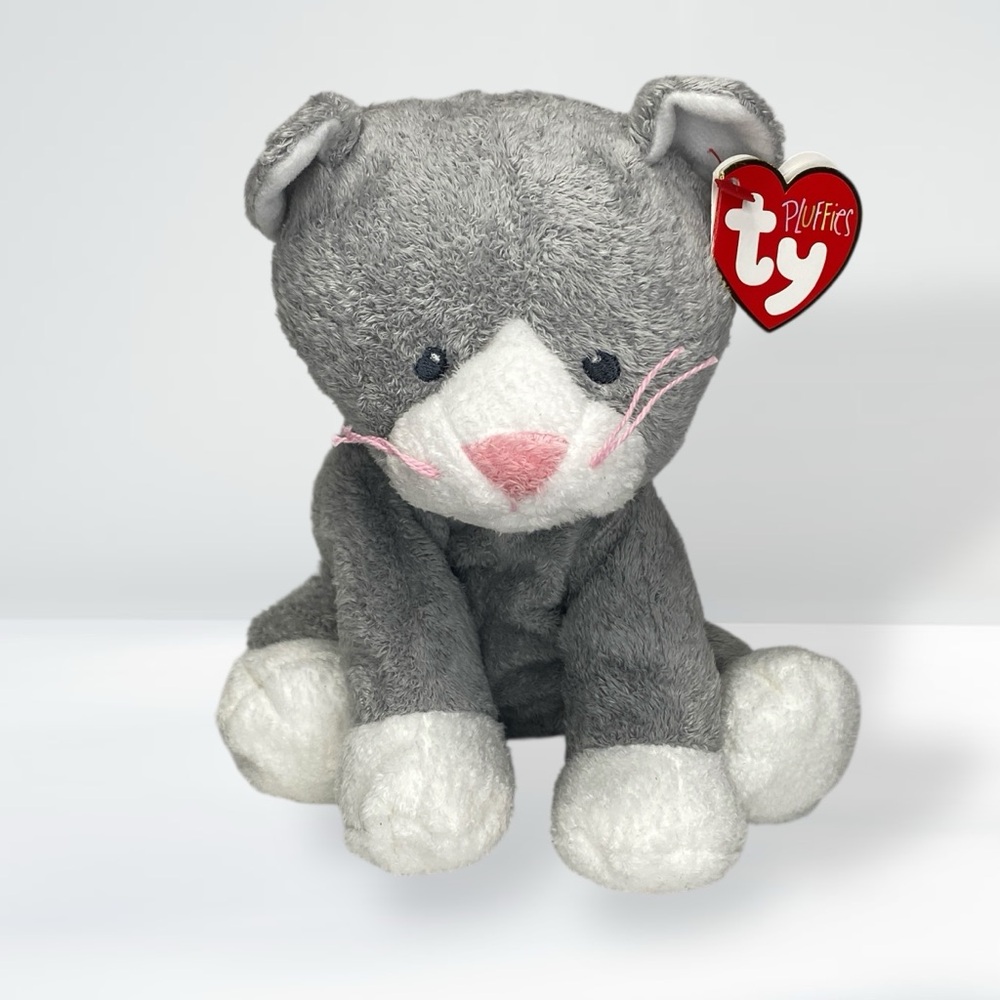2008 Ty Beanie Babies Pluffies - Pursley Gray Cat Bean Bag